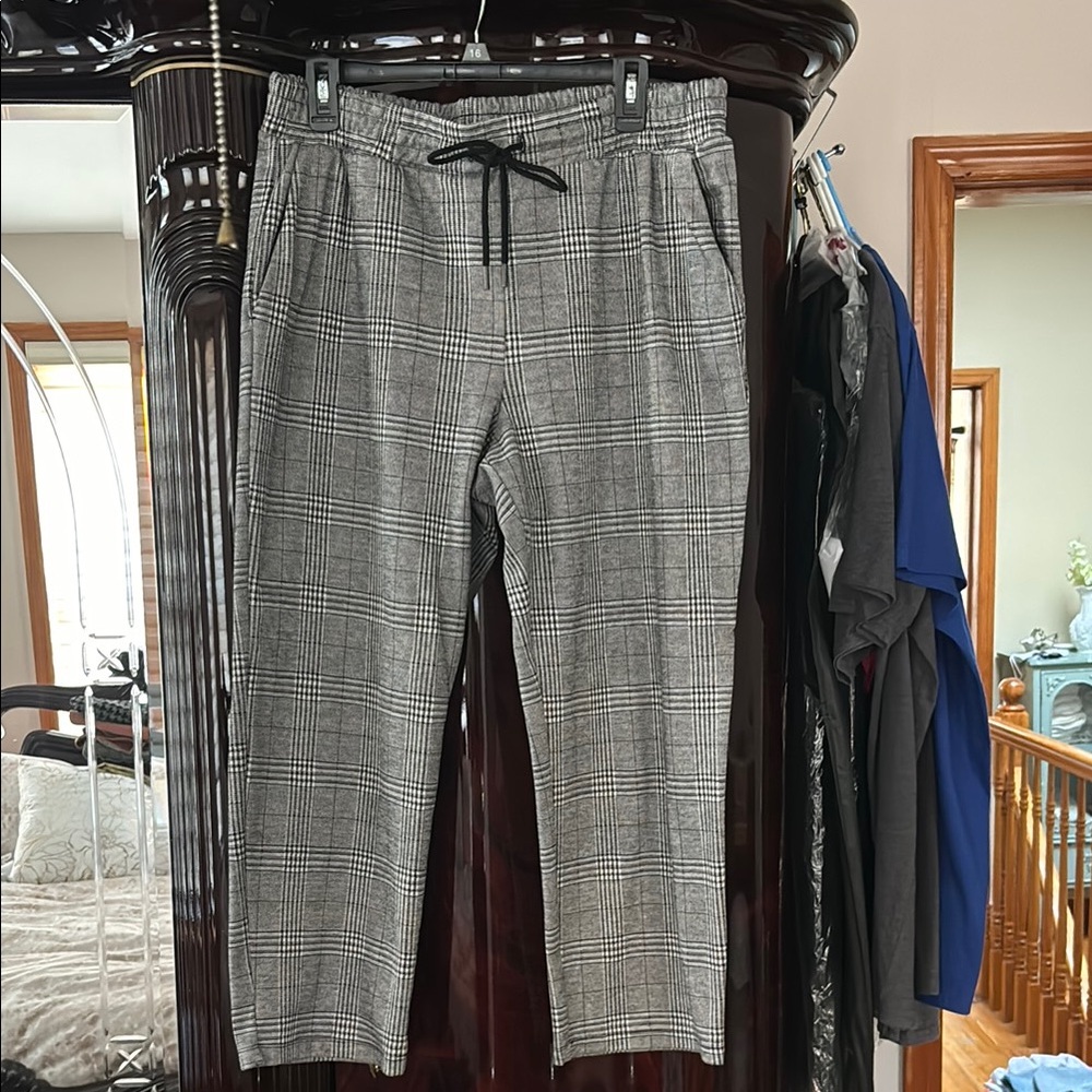 a new day Plaid Gray Tapered Dress Pants